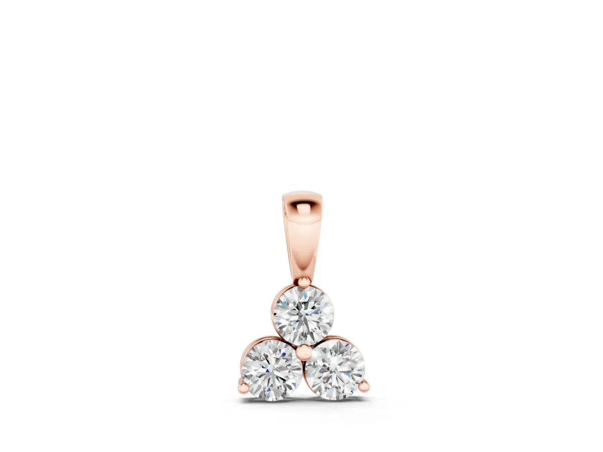 Triangular Cluster Round Diamond Pendant Set in Rose gold with Prong Setting
