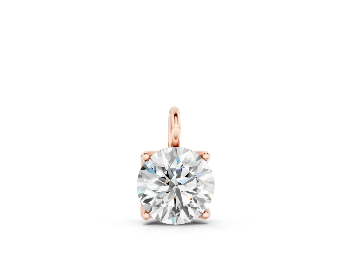 Round Solitaire Pendant Set in Rose gold with Four-Prong Setting