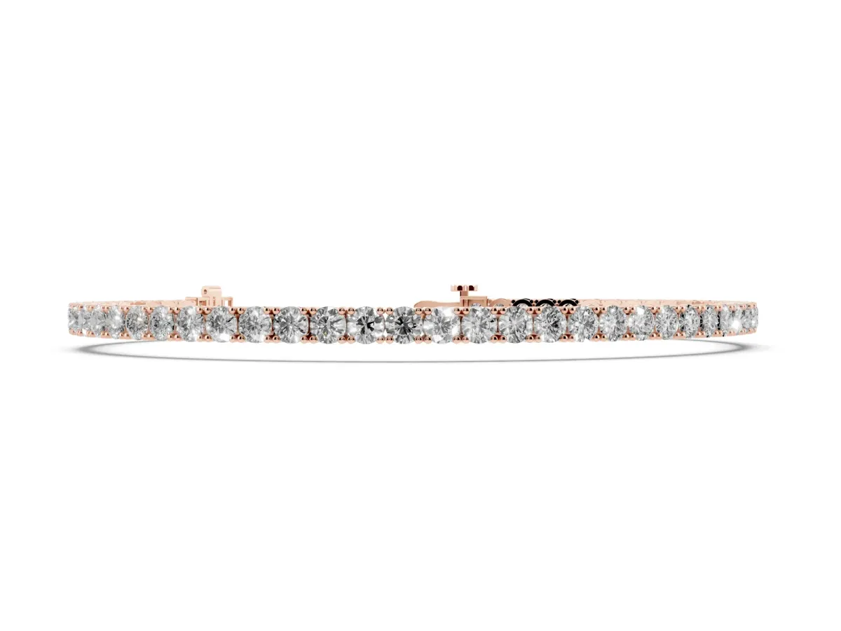 Round Diamond Continuous Line Tennis Bracelet Set in Rose gold with Prong-Set Stones