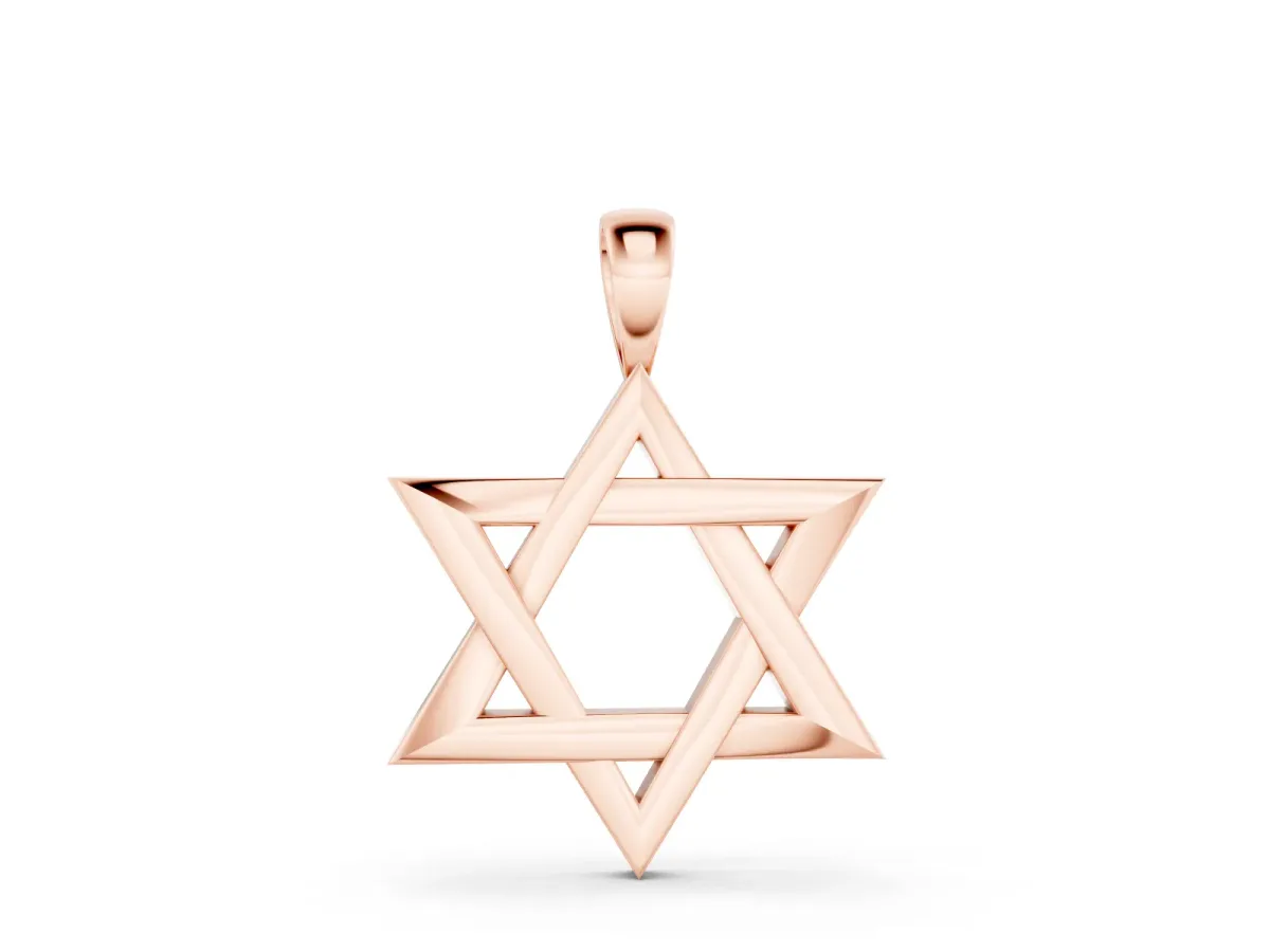 Star of David Pendant Set in Rose gold with Interlocking Triangles