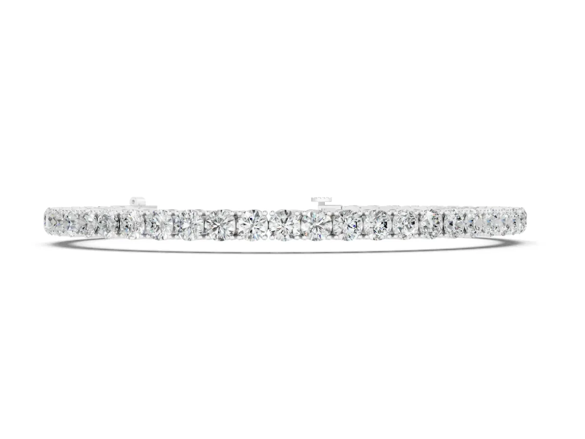 Round Cut Diamond Tennis Bracelet Set in Silver with Four-Prong Setting