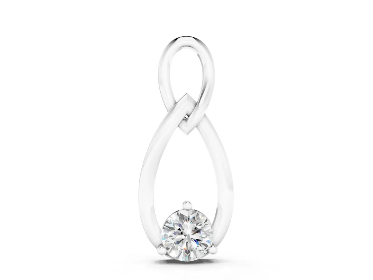Infinity Teardrop Pendant Set in Silver with Bezel-Set Round Diamond
