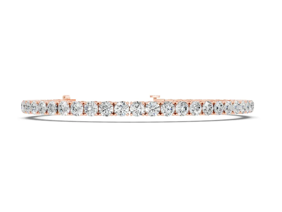 Round Cut Diamond Tennis Bracelet Set in Rose gold with Four-Prong Setting