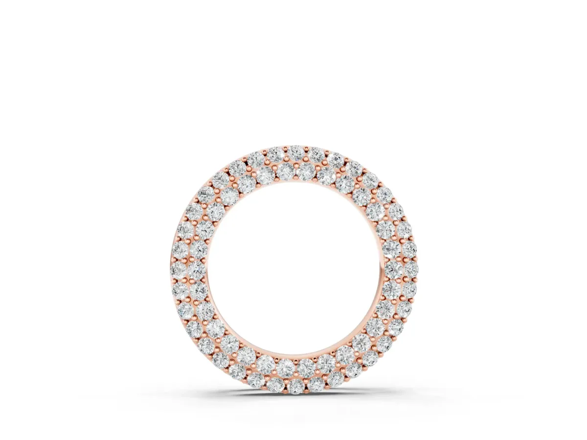 Round Pavé Diamond Circle Pendant Set in Rose gold with Full Stone Surface