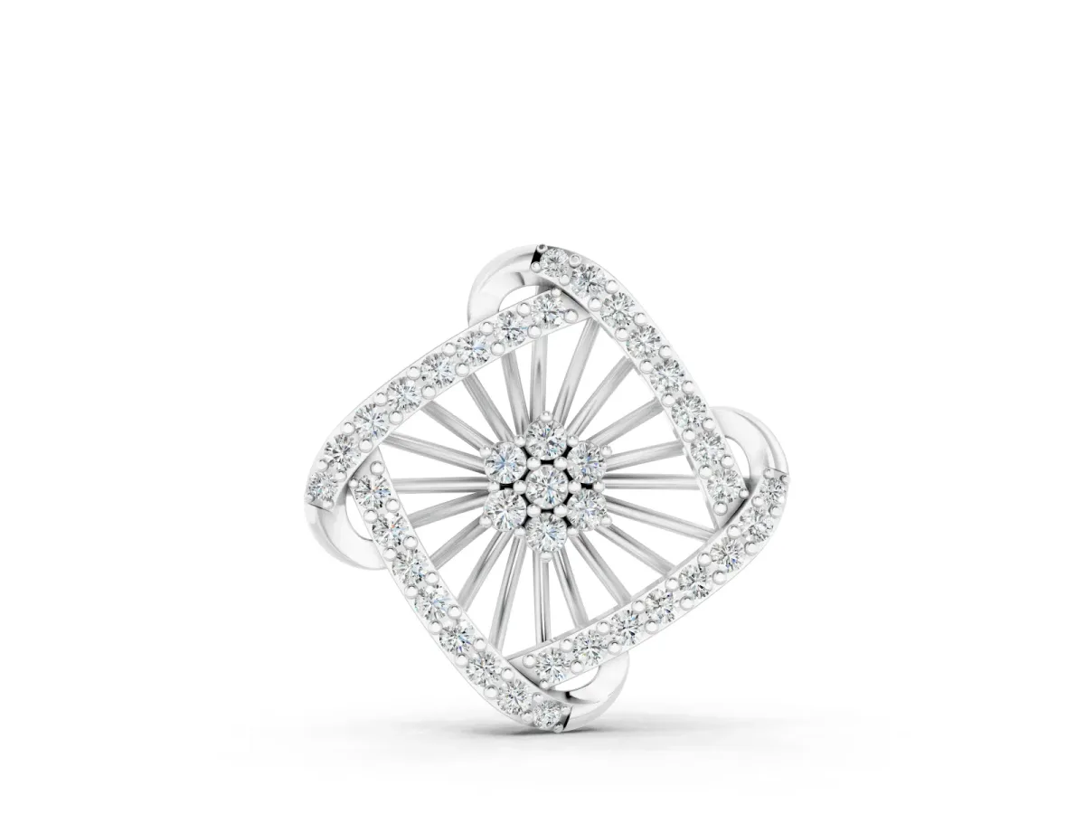 Round Diamond Cluster Pendant Set in Silver with Prong Setting