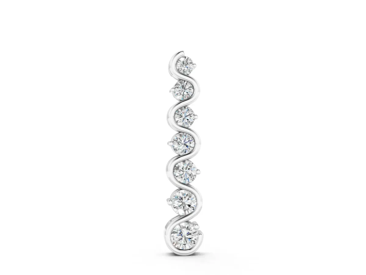 Round Diamond S-Curve Pendant Set in Silver with Graduated Prong Setting
