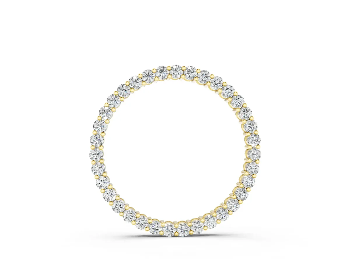 Round Diamond Eternity Loop Pendant Set in Yellow gold with Prong-Set Stones