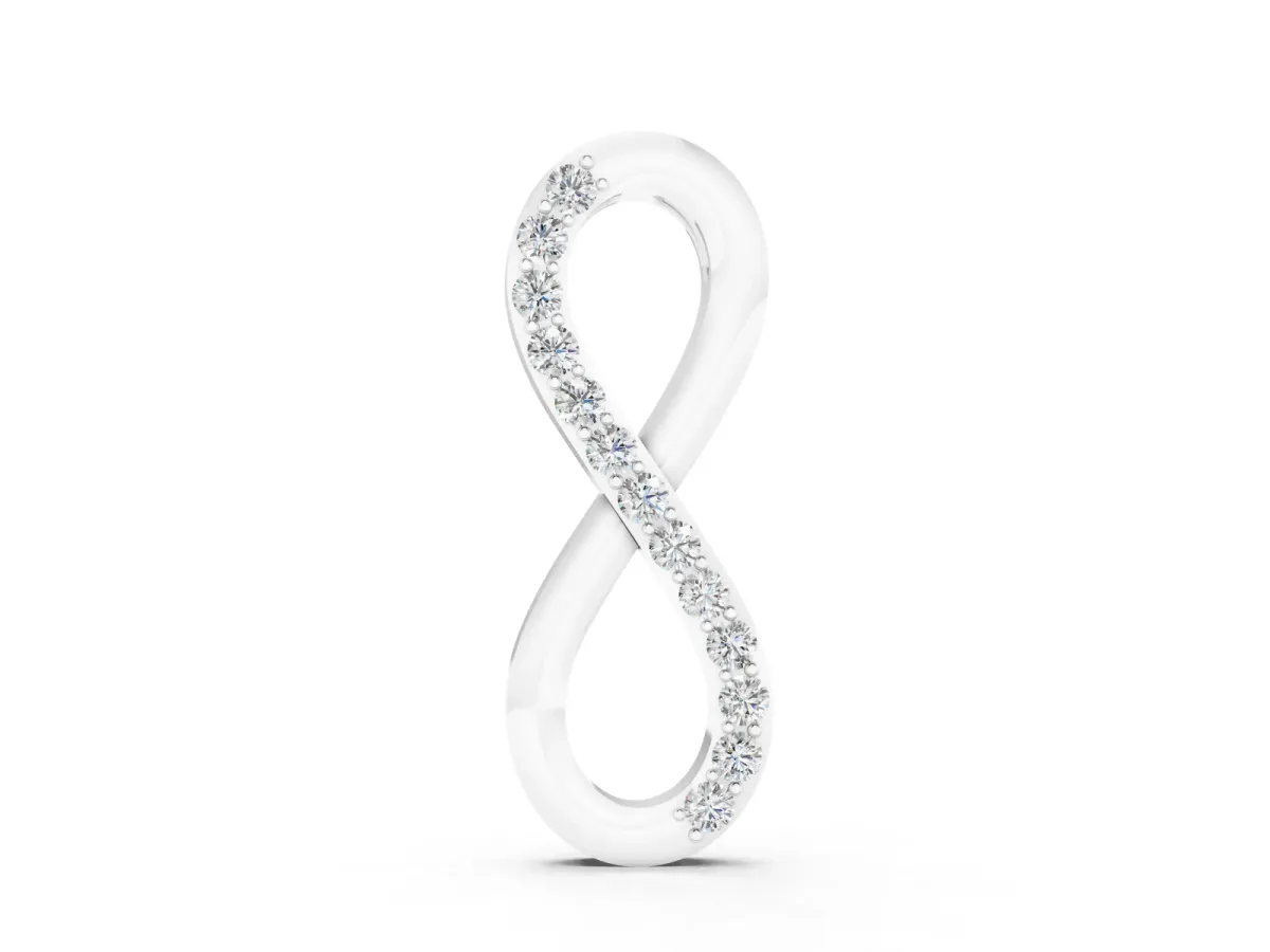 Infinity Pendant Set in White gold with Round Brilliant Pavé Diamonds
