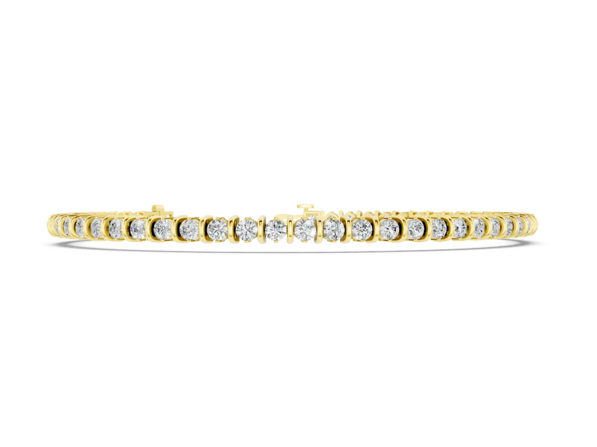 Round Brilliant Diamond Tennis Bracelet Set in Yellow gold with Channel Setting and Sturdy Box Clasp