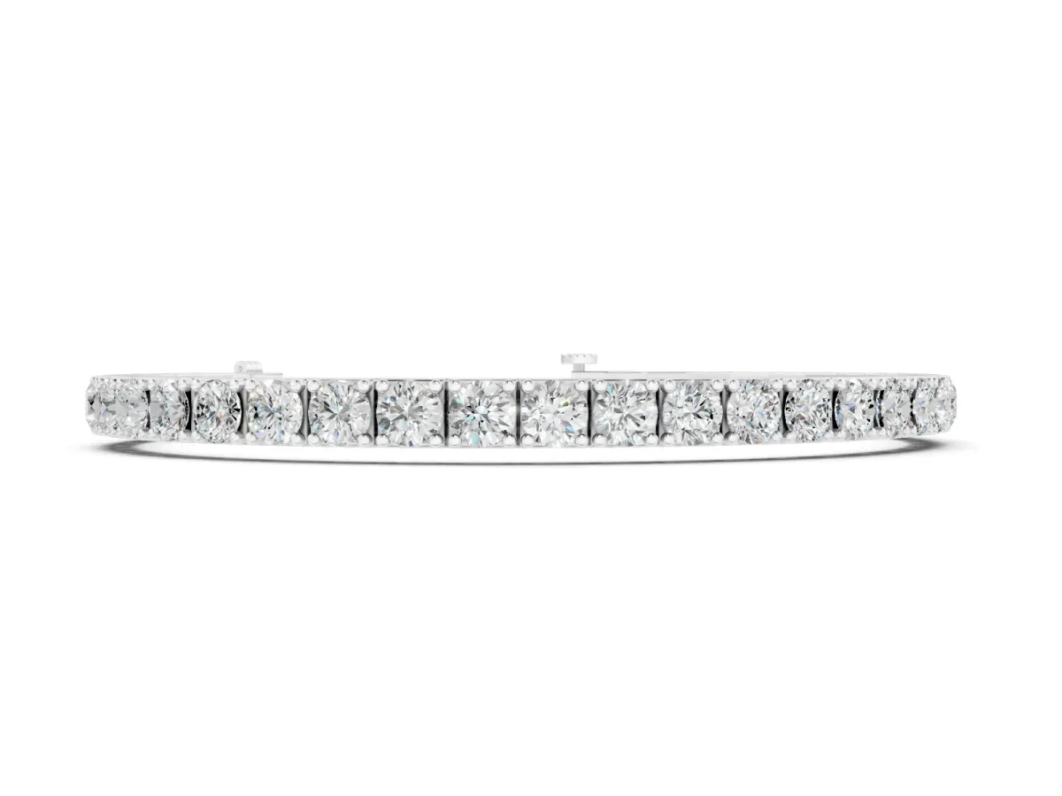 Round Diamond Tennis Bracelet Set in Silver with Prong Setting