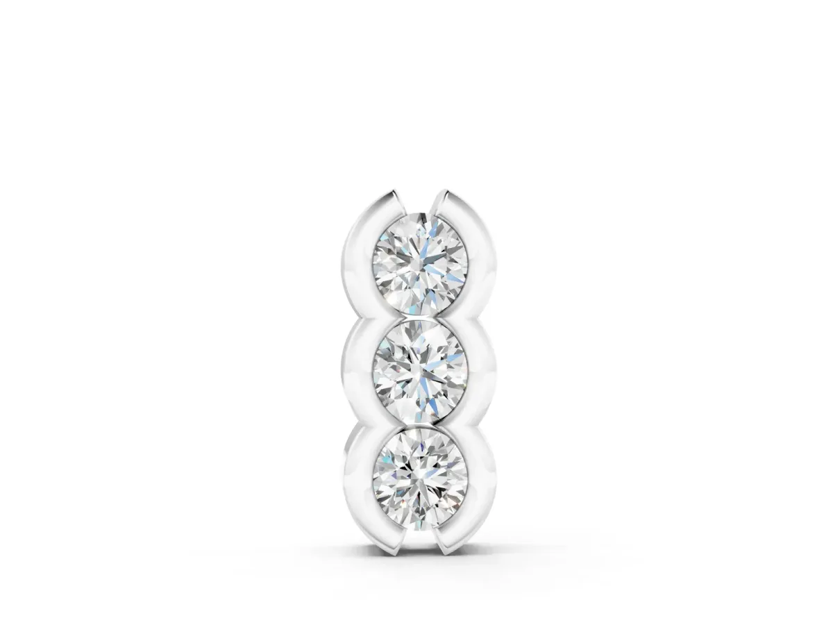 Three Stone Round Diamond Pendant Set in Silver with Shared Prong Setting