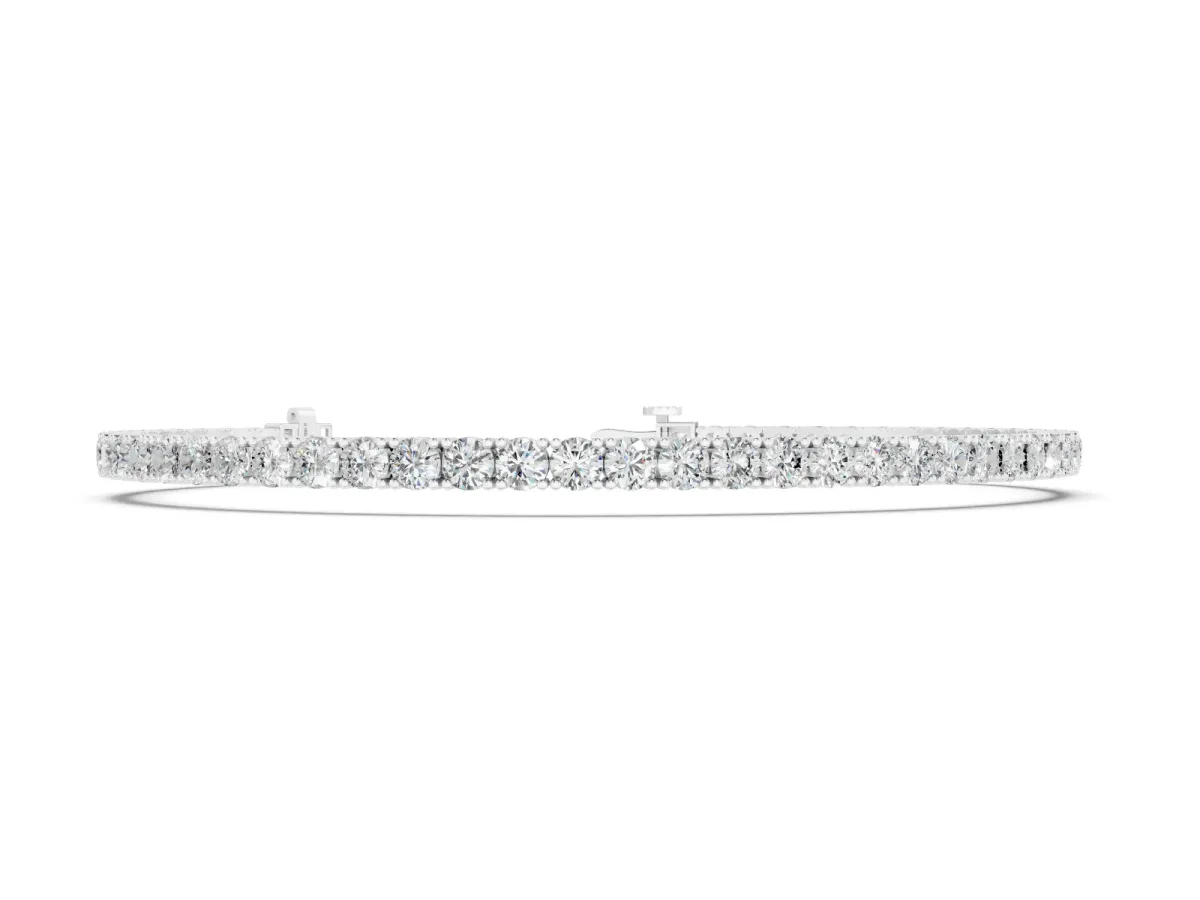 Round Diamond Continuous Line Tennis Bracelet Set in White gold with Prong-Set Stones