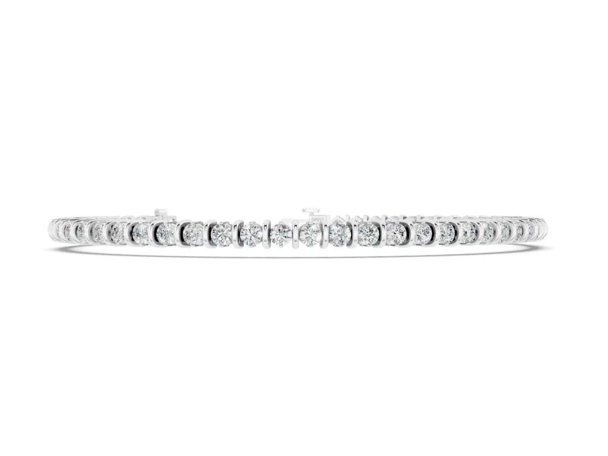Round Brilliant Diamond Tennis Bracelet Set in Silver with Channel Setting and Sturdy Box Clasp
