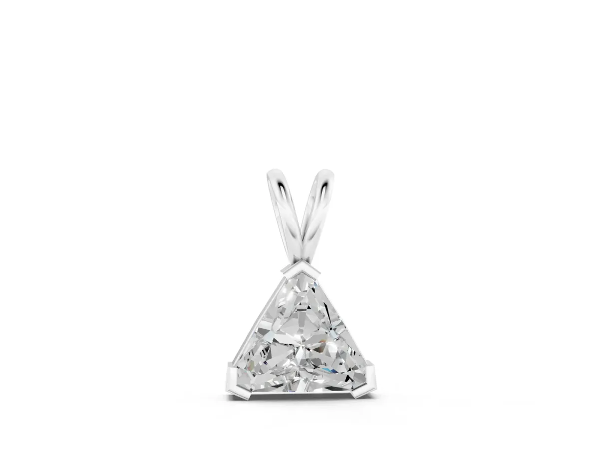 Trillion Diamond Pendant Set in White gold with Bezel Setting