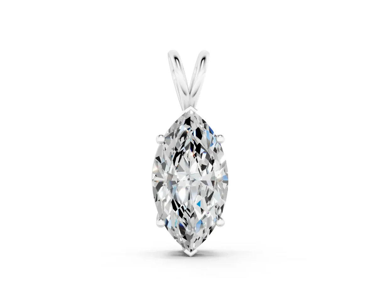 Marquise Diamond Solitaire Pendant Set in White gold with Prong Setting