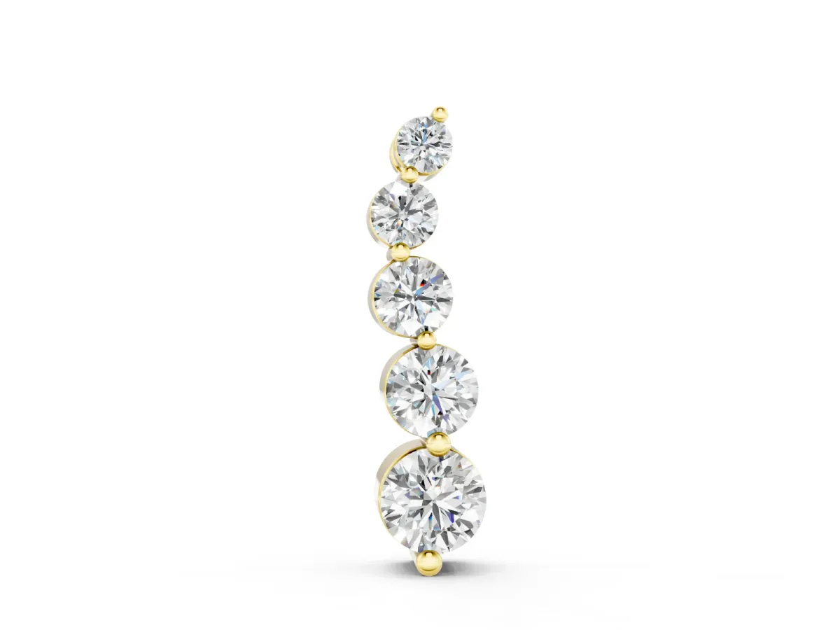 Graduated Round Diamond Pendant Set in Yellow gold with Five Prong-Set Stones