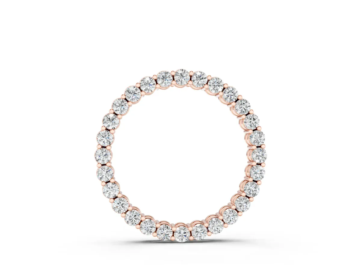 Round Diamond Eternity Pendant Set in Rose gold with Seamless Stone Circle