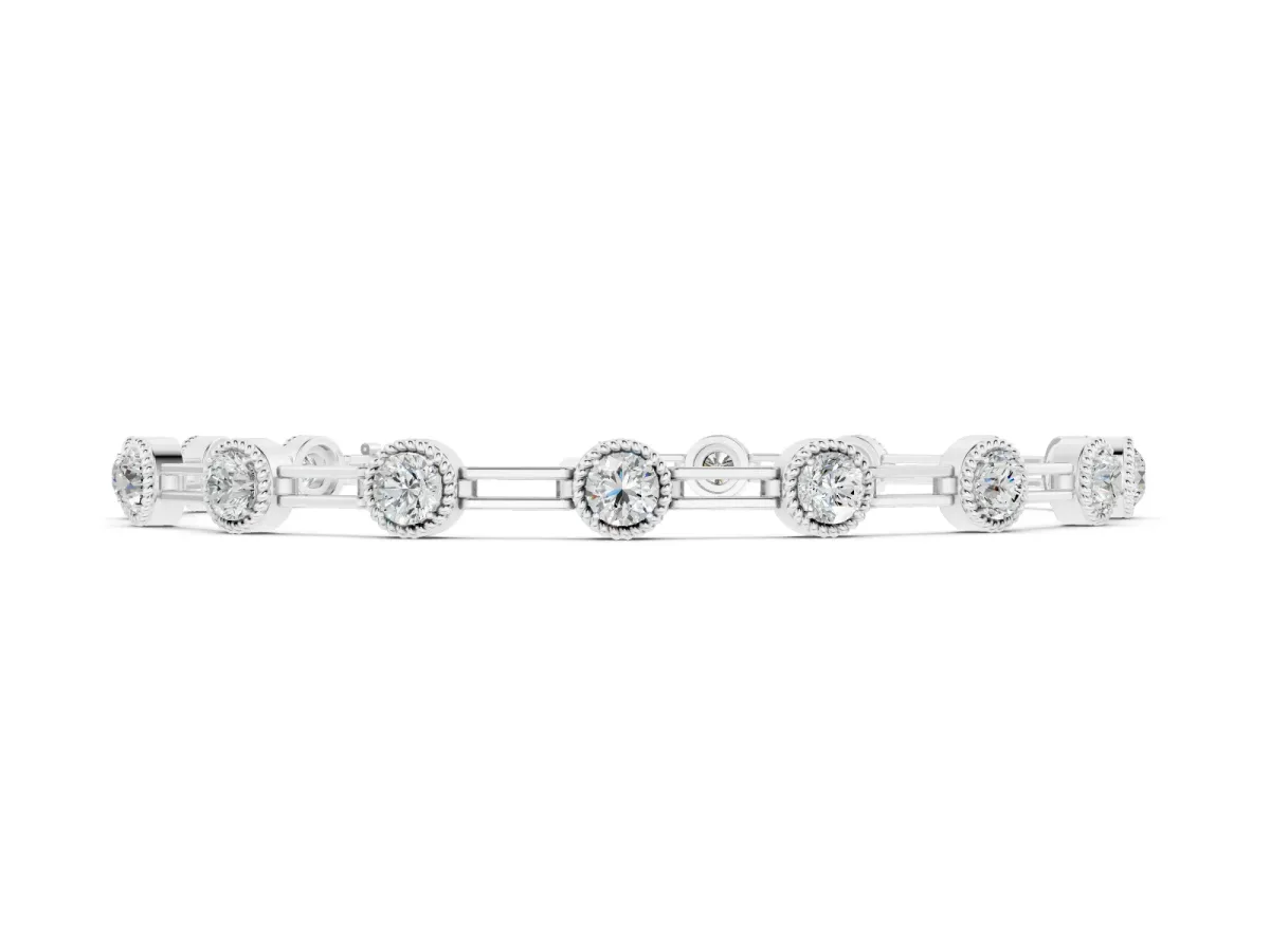 Round Diamond Bezel-Set Open Link Tennis Bracelet Set in Silver
