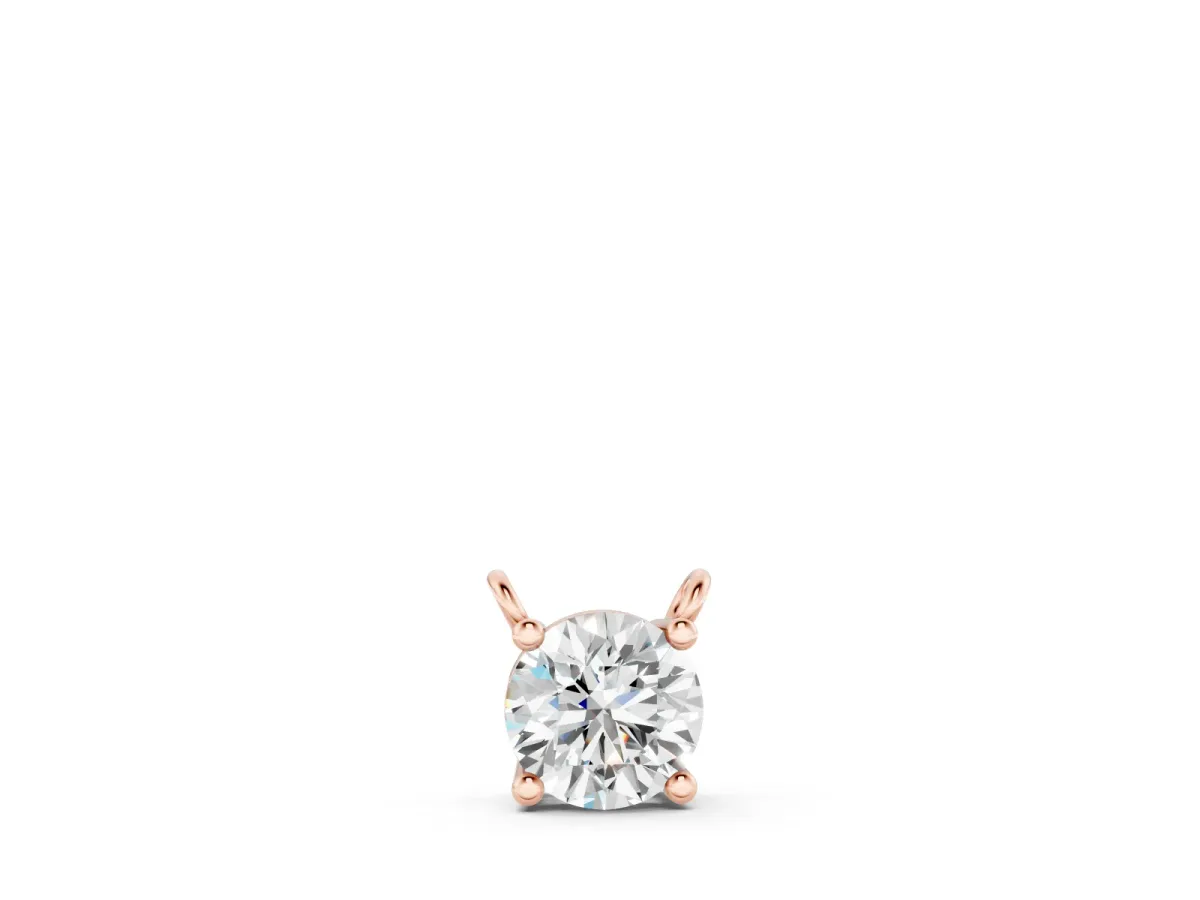 Round Solitaire Pendant Set in Rose gold with Four-Prong Basket Setting