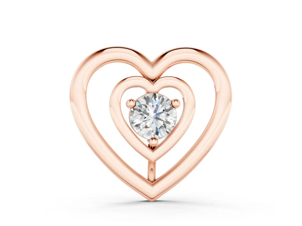 Heart Pendant Set in Rose gold with Prong-Set Round Diamond