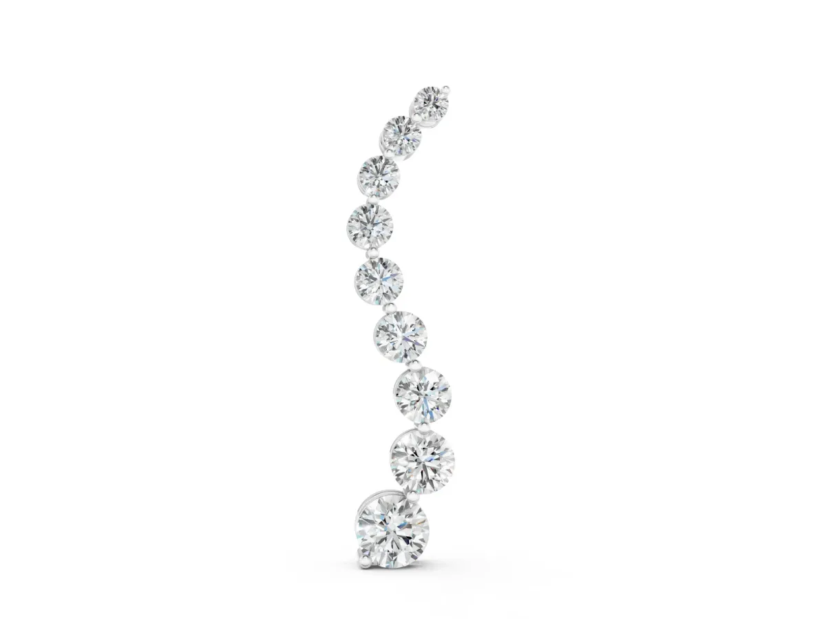 Round Diamond Graduated Pendant Set in White gold with Cascading Prong Setting