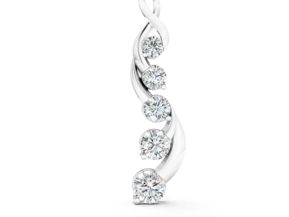 Round Diamond Twist Pendant Set in Silver with Five Prong-Set Stones