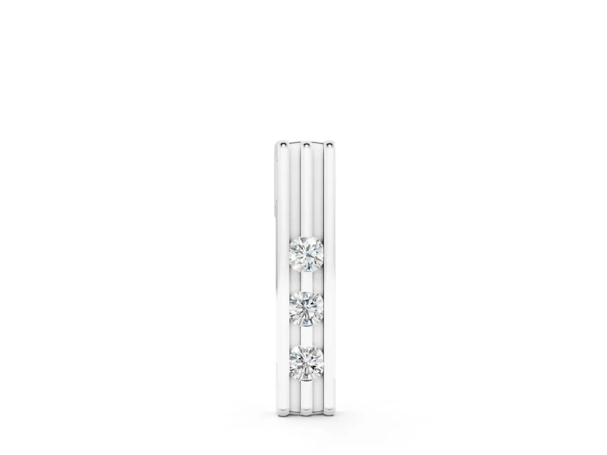 Three-Stone Round Diamond Channel Set Pendant Set in Silver with Polished Framework