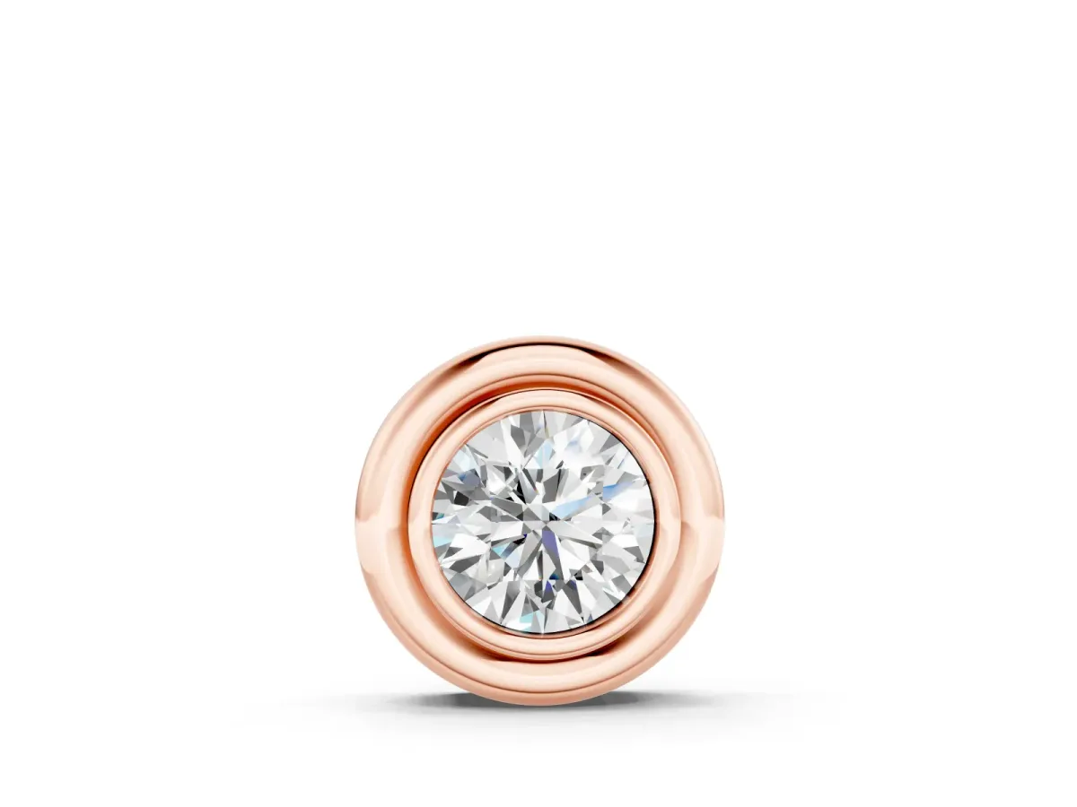 Round Diamond Pendant Set in Rose gold with Protective Bezel