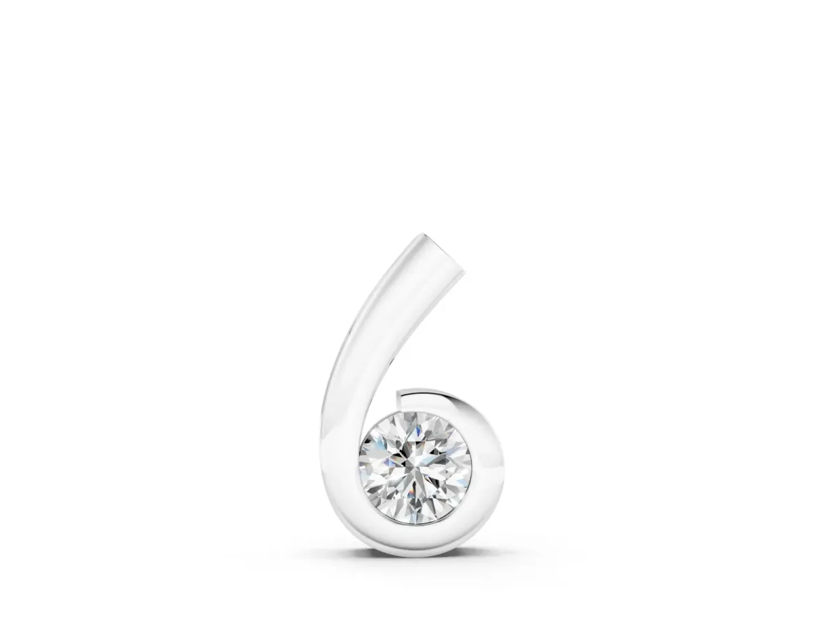 Round Diamond Swirl Pendant Set in Silver with Bezel Setting