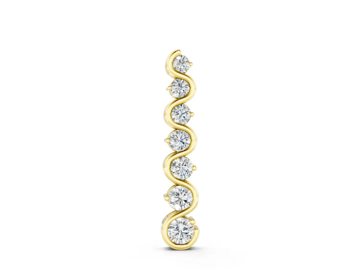 Round Diamond S-Curve Pendant Set in Yellow gold with Graduated Prong Setting