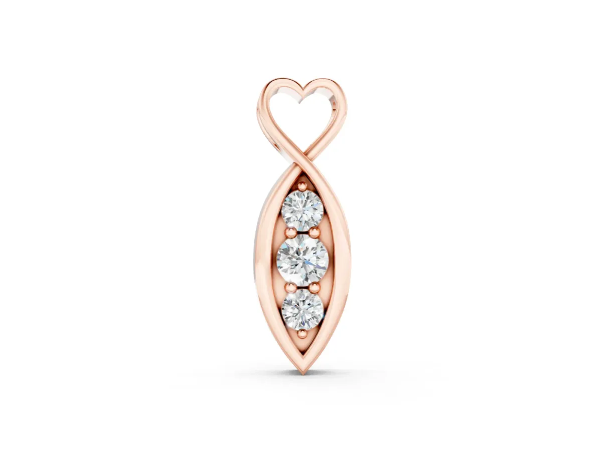 Infinity Heart Pendant Set in Rose gold with Prong-Set Round Diamonds