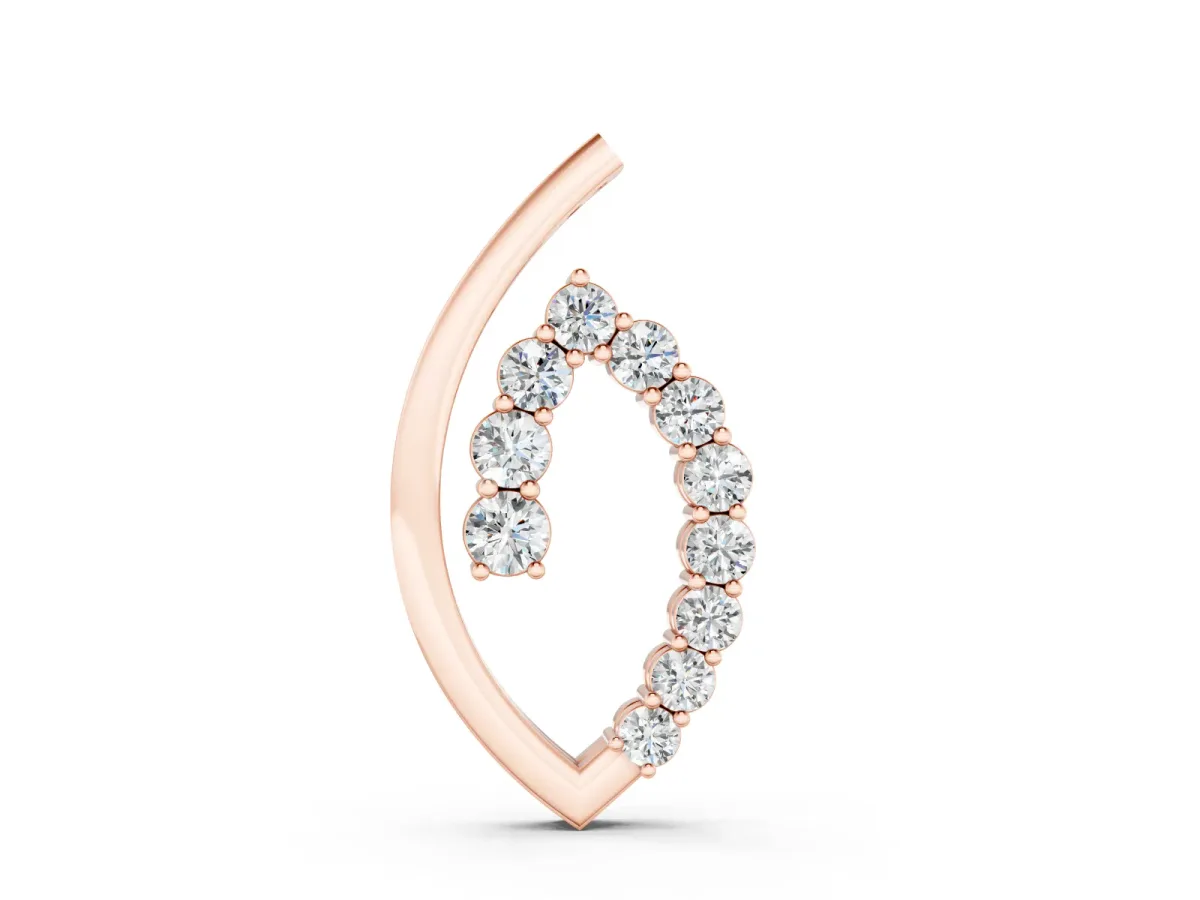 Marquise-Shape Pendant Set in Rose gold with Prong-Set Round Diamonds