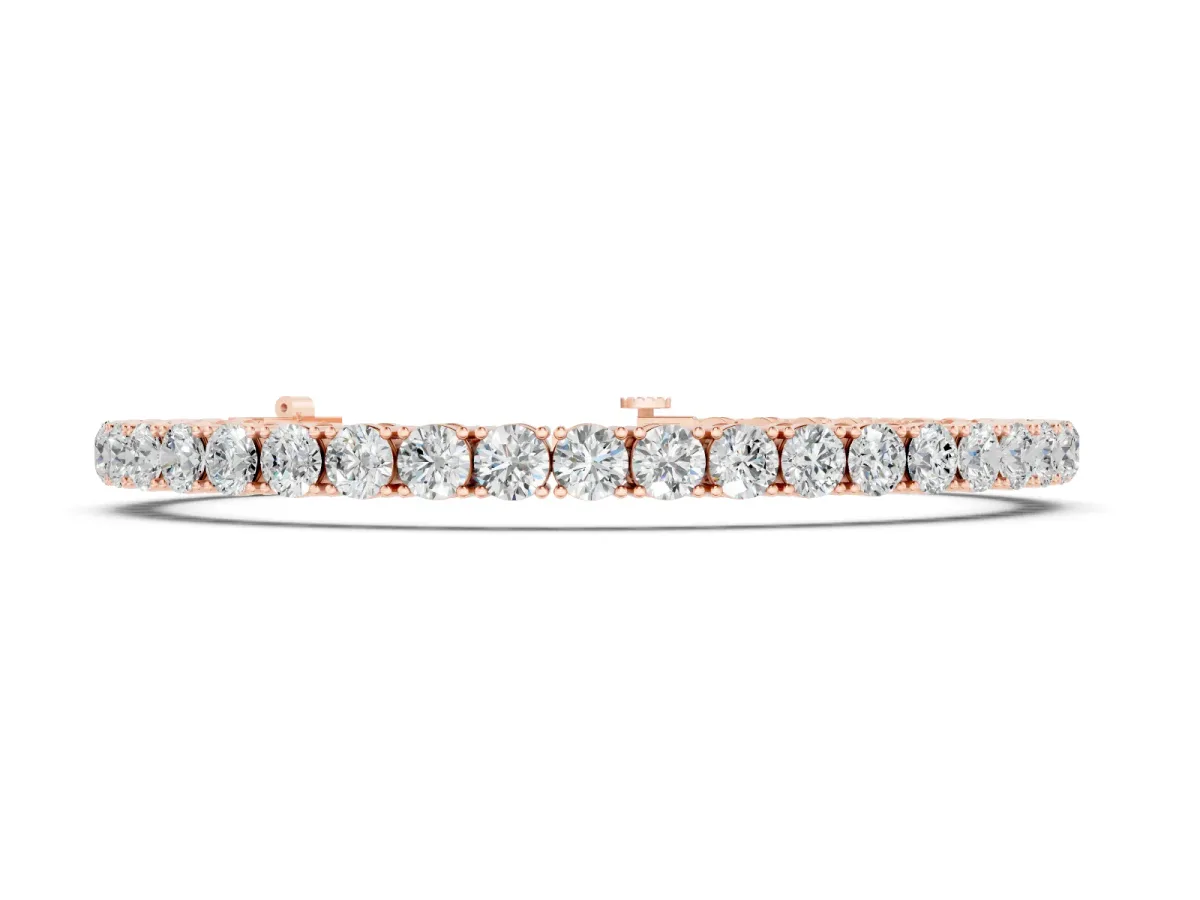 Round Brilliant Diamond Tennis Bracelet Set in Rose gold with Prong Setting