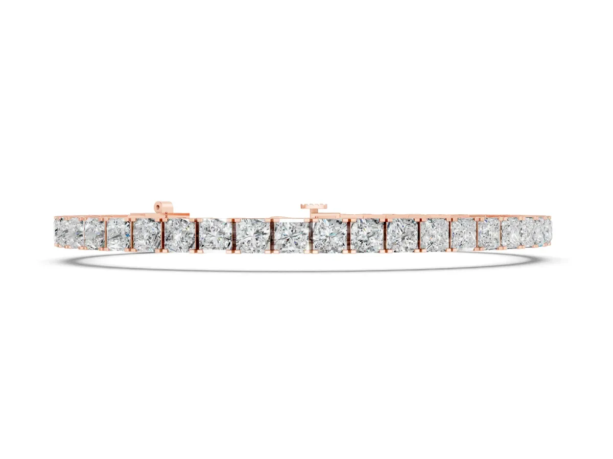 Princess Cut Diamond Tennis Bracelet Set in Rose gold with Channel Setting