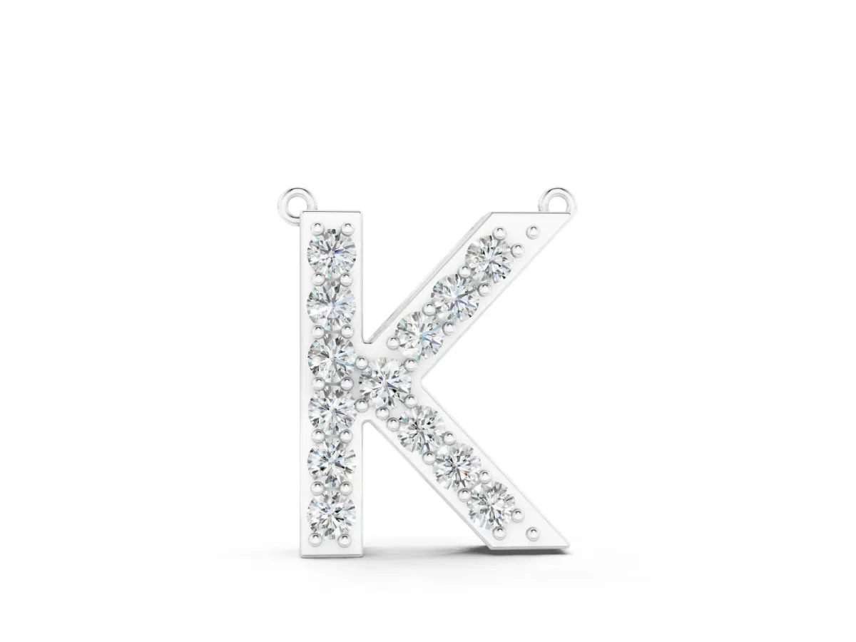 Pavé Round Initial Pendant Set in Silver with Delicate Prongs