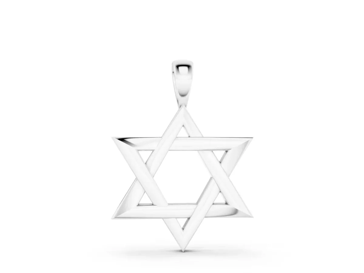 Star of David Pendant Set in Silver with Interlocking Triangles