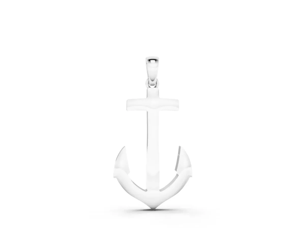 Anchor Pendant Set in Silver with Bezel-Set Round Diamond