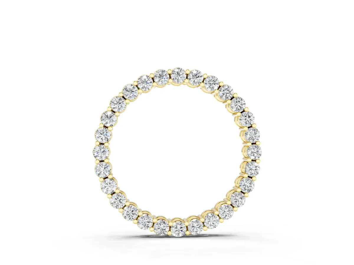 Round Diamond Eternity Pendant Set in Yellow gold with Seamless Stone Circle