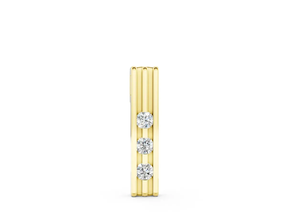 Three-Stone Round Diamond Channel Set Pendant Set in Yellow gold with Polished Framework