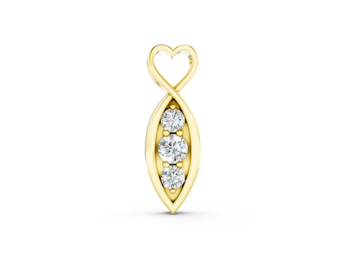 Infinity Heart Pendant Set in Yellow gold with Prong-Set Round Diamonds