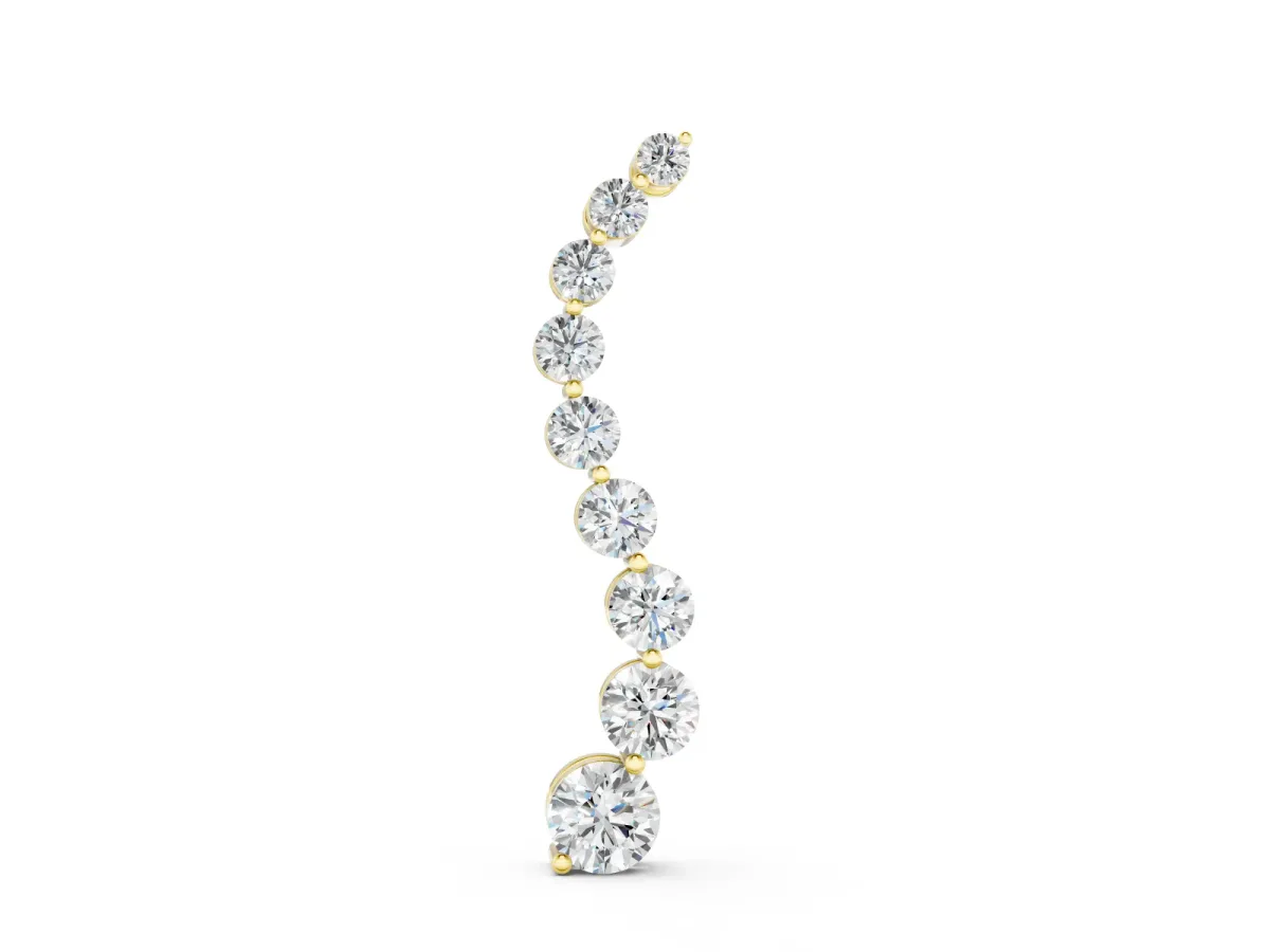 Round Diamond Graduated Pendant Set in Yellow gold with Cascading Prong Setting