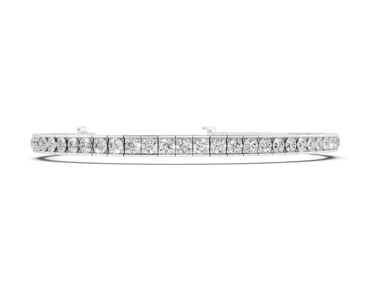 Round Diamond Channel-Set Tennis Bracelet Set in White gold with Box Clasp