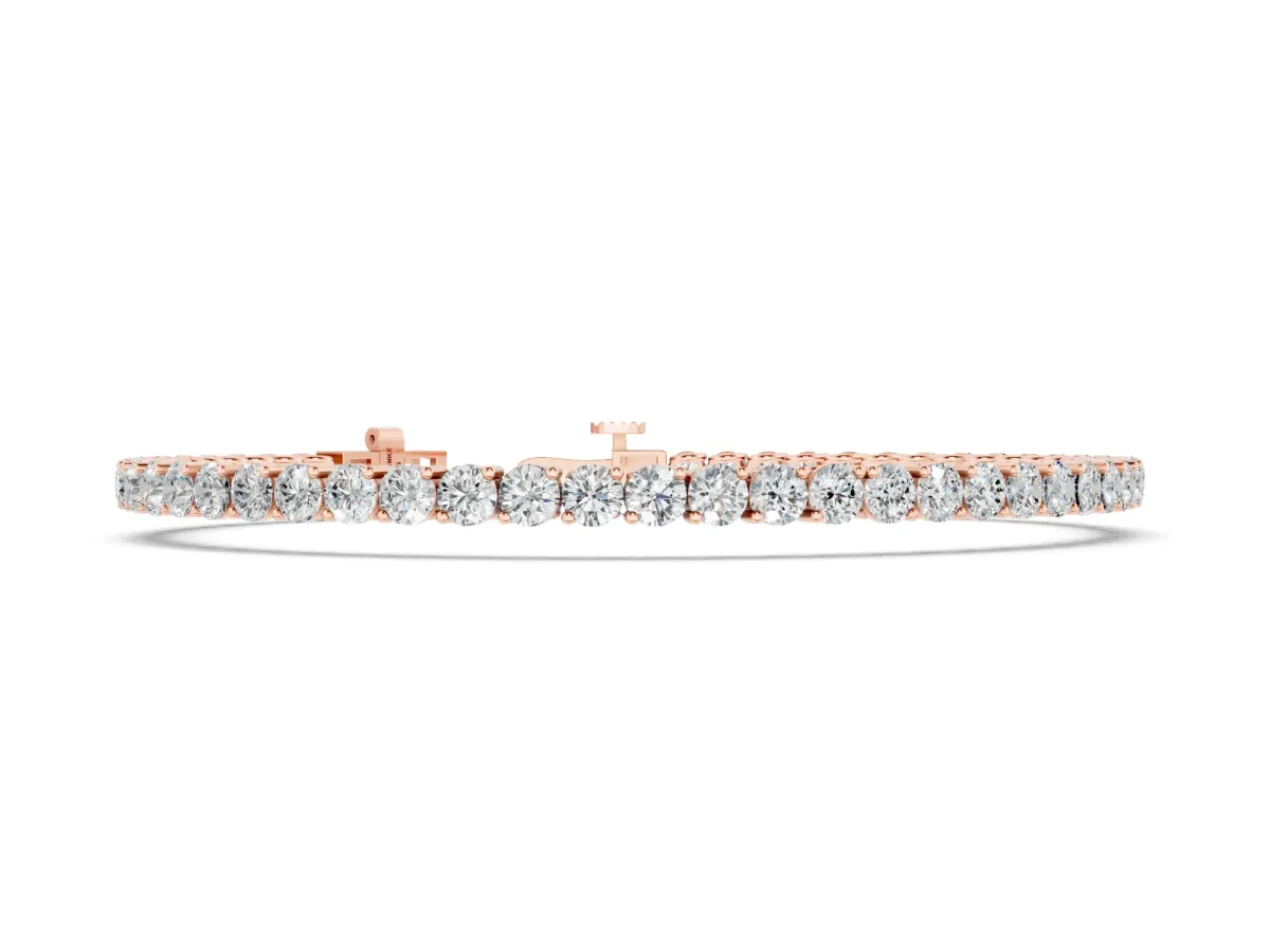 Round Diamond Prong-Set Tennis Bracelet Set in Rose gold with Box Clasp