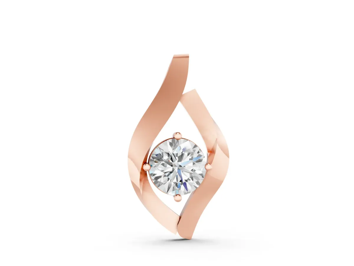 Leaf Pendant Set in Rose gold with Bezel-Set Round Diamond