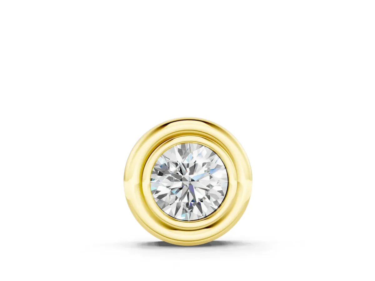 Round Diamond Pendant Set in Yellow gold with Protective Bezel