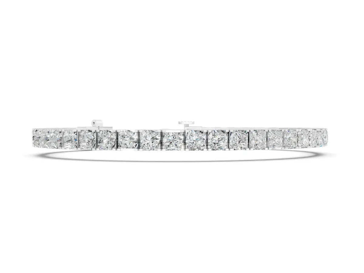 Princess Cut Diamond Tennis Bracelet Set in Silver with Channel Setting