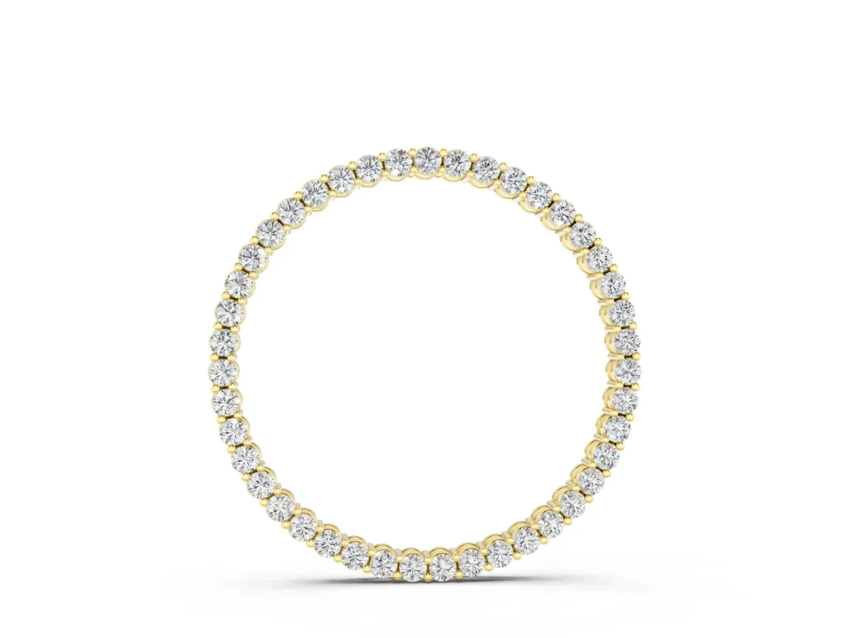 Round Cut Diamond Eternity Circle Pendant Set in Yellow gold with Prong-Set Stones