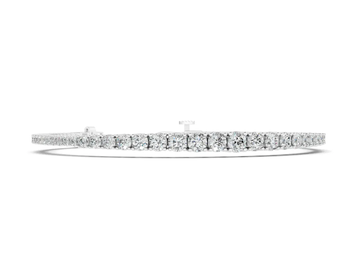 Round Diamond Four-Prong Tennis Bracelet Set in Silver