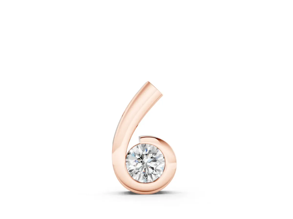 Round Diamond Swirl Pendant Set in Rose gold with Bezel Setting