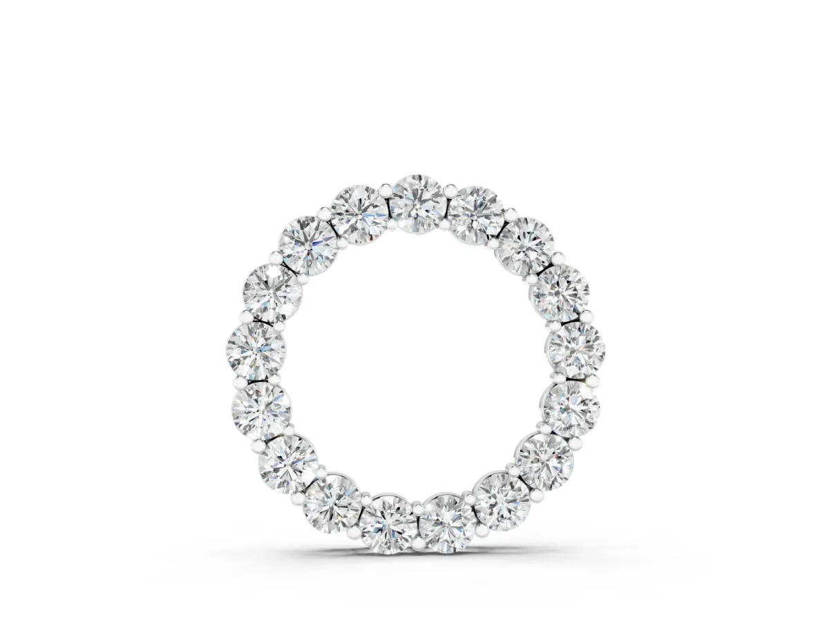 Round Diamond Circle Pendant Set in Silver with Individually Prong-Set Stones